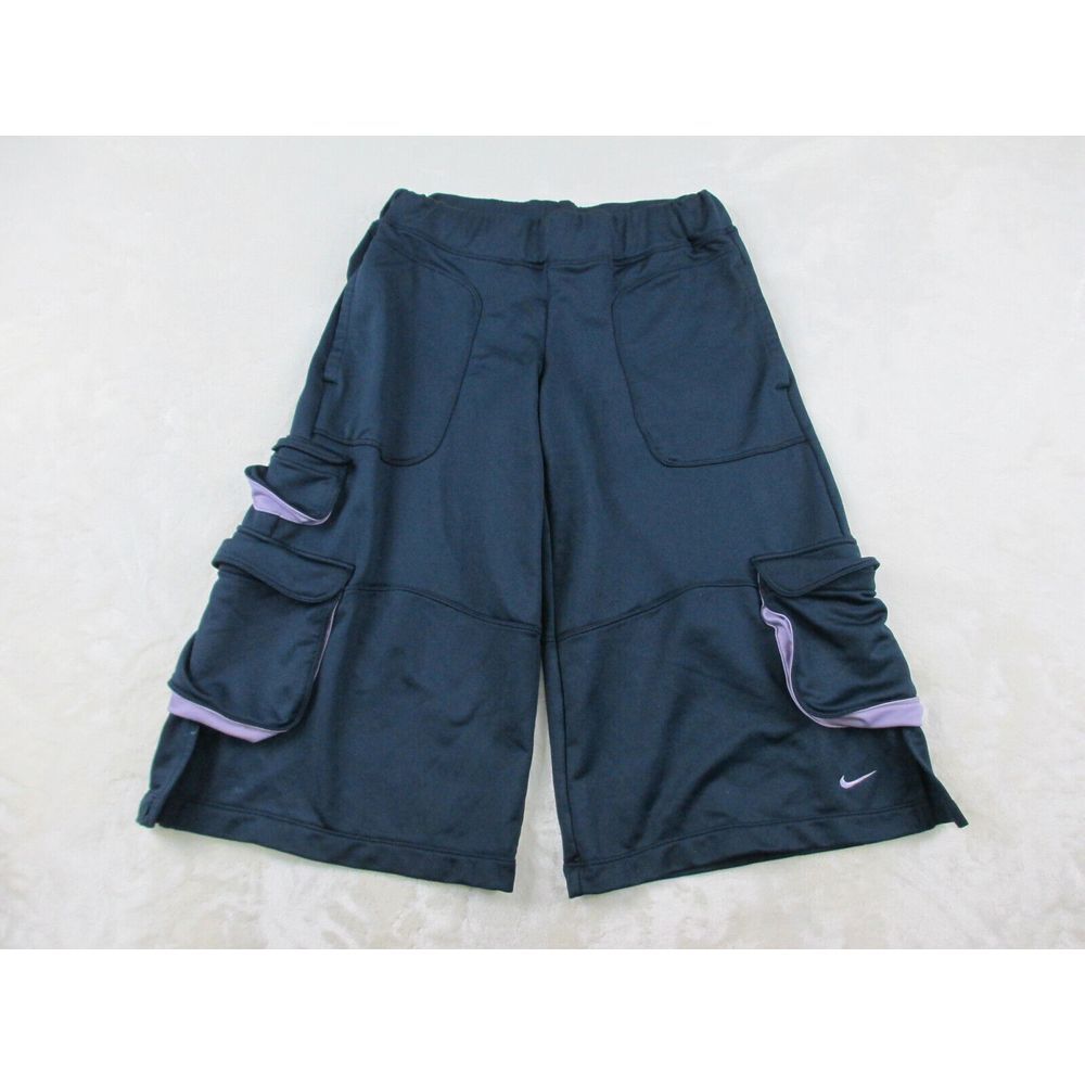 Nike Shorts Womens Extra Small Blue Swoosh DriFit Cropped Capri Gym Ladies*